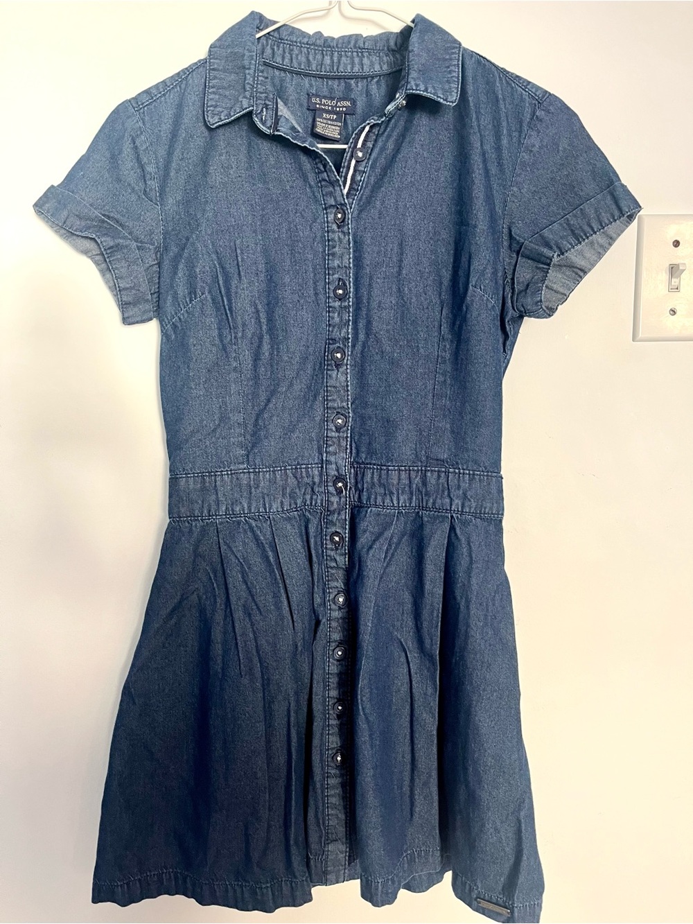 U.S. Polo Assn. Indigo Denim Button-Front Mini Dress with pockets